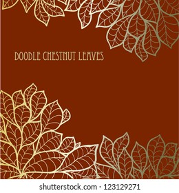 Doodle seamless chestnut leaves background.