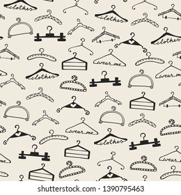 Doodle seamless clothes hangers pattern
