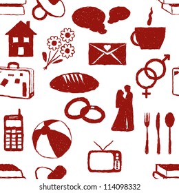 doodle seamless family pattern