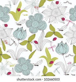 doodle seamless floral background