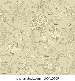 doodle seamless floral background