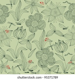  doodle seamless floral background