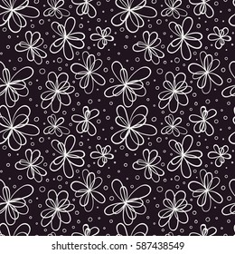 Doodle seamless floral pattern. Stylized flowers