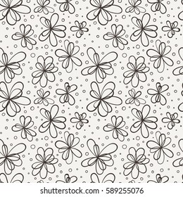 Doodle seamless floral pattern. Stylized flowers