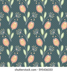 Doodle seamless floral pattern. Stylized flowers
