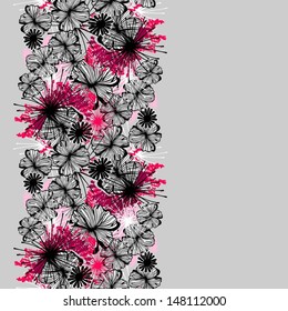  Doodle seamless flower ink pattern-model for design of gift packs, patterns fabric, wallpaper, web sites, etc.