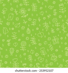 Doodle seamless nature pattern. Ideal for: scrapbooking, wrapping paper, children's textiles, wallpaper, websites, blogs, cards and much more