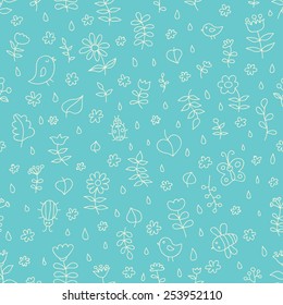 Doodle seamless nature pattern. Ideal for: scrapbooking, wrapping paper, children's textiles, wallpaper, websites, blogs, cards and much more