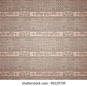 doodle seamless old city pattern