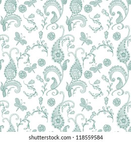 Doodle seamless paisley pattern