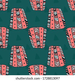Doodle seamless pattern in African style. Vector bright ethno background. eps8