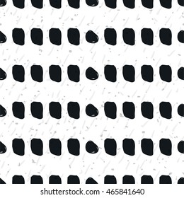 Doodle seamless pattern. Black and white grunge geometric shapes