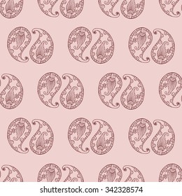 Doodle seamless pattern in boho style. Henna mehndi design background. Ethnic, Indian, Islamic, Asian, ottoman, Arabic, persian  texture.