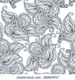Doodle seamless pattern. Can be used for coloring book design, for fabric textile printing design, for roll wallpapers