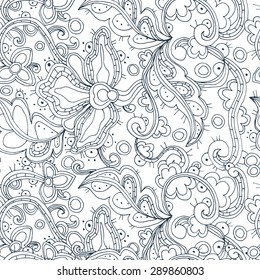 Doodle seamless pattern. Can be used for coloring book design, for fabric textile printing design, for roll wallpapers