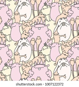 Doodle seamless pattern. Cartoon monster.  Cartoon monster illustration. Vector artwork.