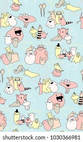 Doodle seamless pattern. Cartoon monster. Doodle seamless pattern. Cartoon monster illustration. Vector artwork.