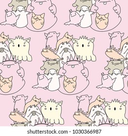Doodle seamless pattern. Cartoon monster. Doodle seamless pattern. Cartoon monster illustration. Vector artwork.
