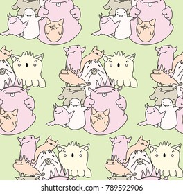Doodle seamless pattern. Cartoon monster. Monster illustration. Vector artwork.