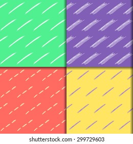 Doodle seamless pattern collection. Hand drawn set with simple graphic white lines isolated on stylish background. Bright template for use in design