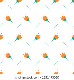 Doodle seamless pattern with colorful flower for wallpaper design. Nature textile print. Hand drawn vector pattern.