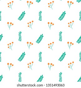 Doodle seamless pattern with colorful flower for wallpaper design. Nature textile print. Hand drawn vector pattern.