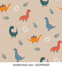 doodle patrón sin fisuras con lindos dinosaurios coloridos 