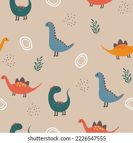 doodle patrón sin fisuras con lindos dinosaurios coloridos 
