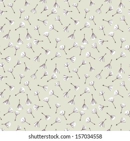 Doodle seamless pattern of dandelion seeds