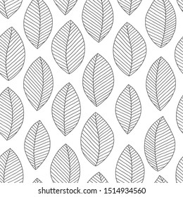Doodle seamless pattern with ethnic leaves. Creative spring textile swatch or packaging design. Zentangle coloring page.