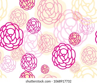 Doodle seamless pattern with flowers, isolated on white background - hand drawn vector