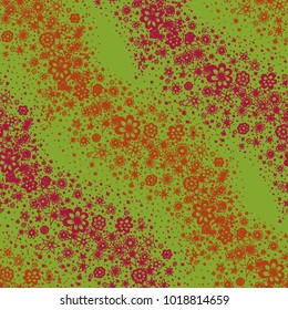 Doodle Seamless Pattern with Hand Drawn Little Flowers. Wavy Floral Ornament for Rapport. Small Seamless Texture for Fabric, Textile, Wallpaper. Feminine Vector Background