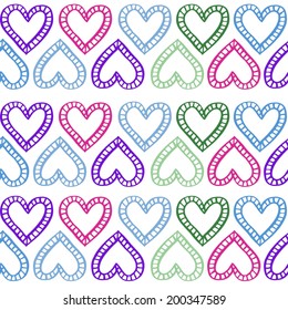doodle seamless pattern with hand drawn hearts 