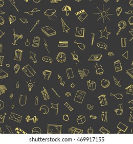 Doodle seamless pattern. Hand drawn pattern. Doodles, sketches