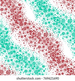 Doodle Seamless Pattern with Hand Drawn Little Flowers. Wavy Floral Ornament for Rapport. Small Seamless Texture for Fabric, Textile, Wallpaper. Feminine Vector Background