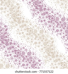 Doodle Seamless Pattern with Hand Drawn Little Flowers. Wavy Floral Ornament for Rapport. Small Seamless Texture for Fabric, Textile, Wallpaper. Feminine Vector Background