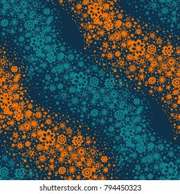 Doodle Seamless Pattern with Hand Drawn Little Flowers. Wavy Floral Ornament for Rapport. Small Seamless Texture for Fabric, Textile, Wallpaper. Feminine Vector Background