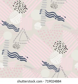 Doodle seamless pattern hand-drawn pen, ink, chalk.