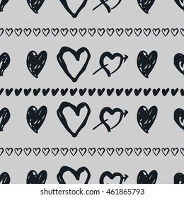 Doodle seamless pattern with hearts