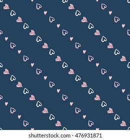 Doodle seamless pattern with hearts