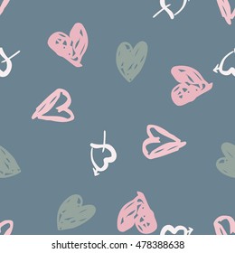 Doodle seamless pattern with hearts