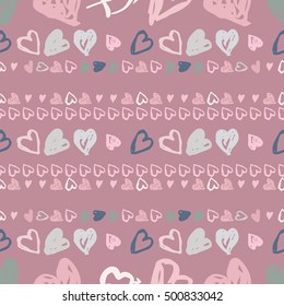 Doodle seamless pattern with hearts