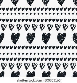 Doodle seamless pattern with hearts
