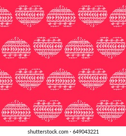 Doodle seamless pattern with hearts. Hand drawn ornate. Vector illustration for Valentines day card, wedding invitation or gift card.