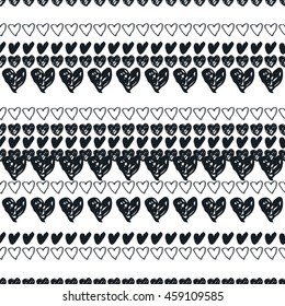 Doodle seamless pattern with hearts. Valentine's day  background