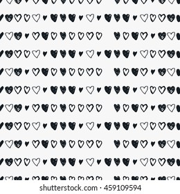 Doodle seamless pattern with hearts. Valentine's day  background