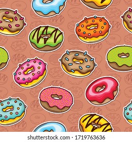 Doodle Seamless Pattern Icons Hand Drawn Coloring Vector