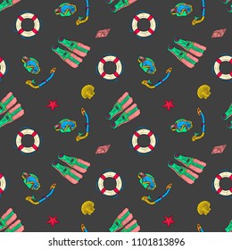 doodle seamless pattern, icons vector of summer