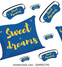Doodle seamless pattern of images about sweet dreams. Vector illustration
