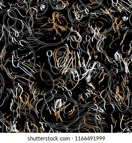Doodle seamless pattern with ink strokes